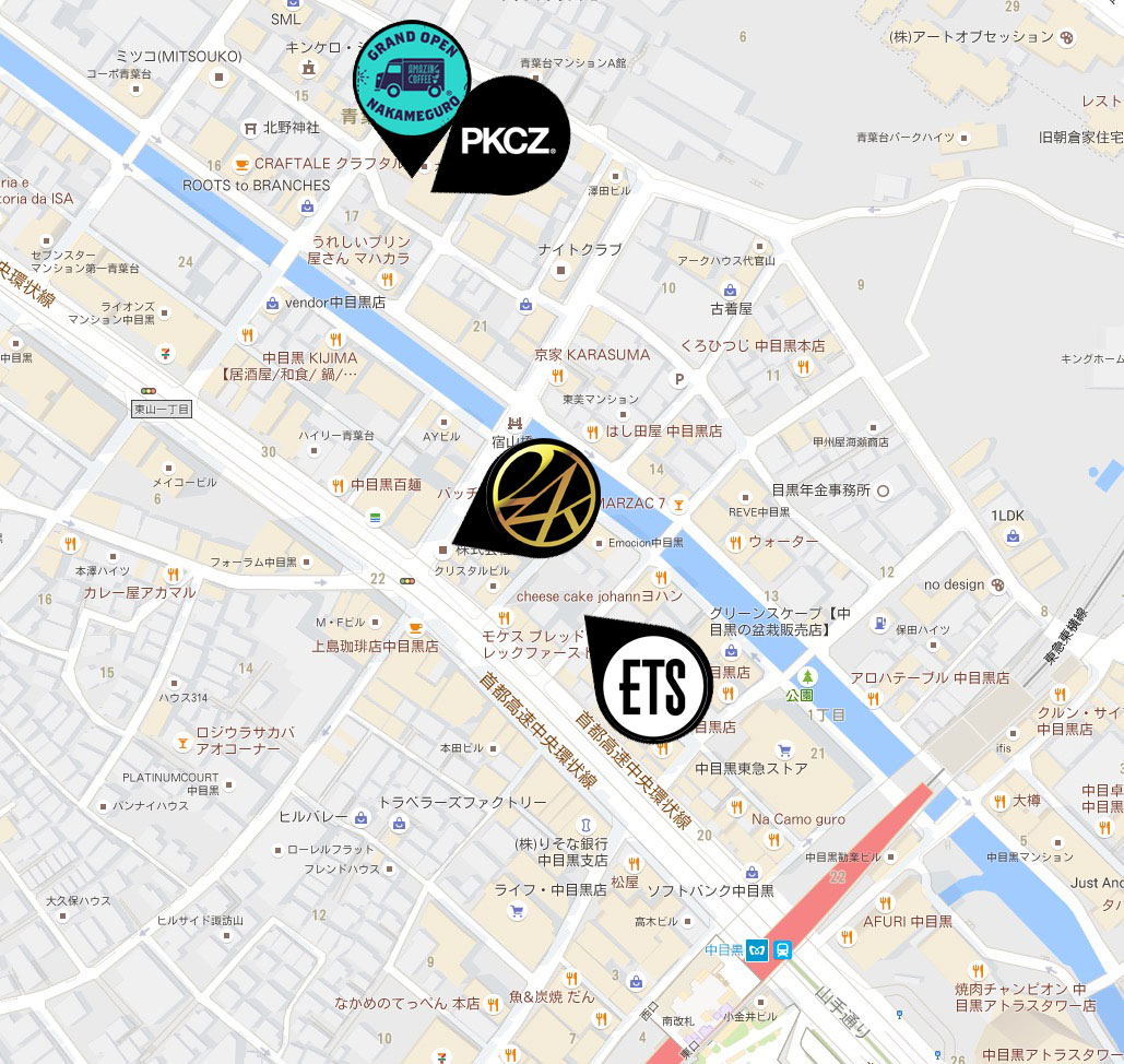 exile,中目黒,地図